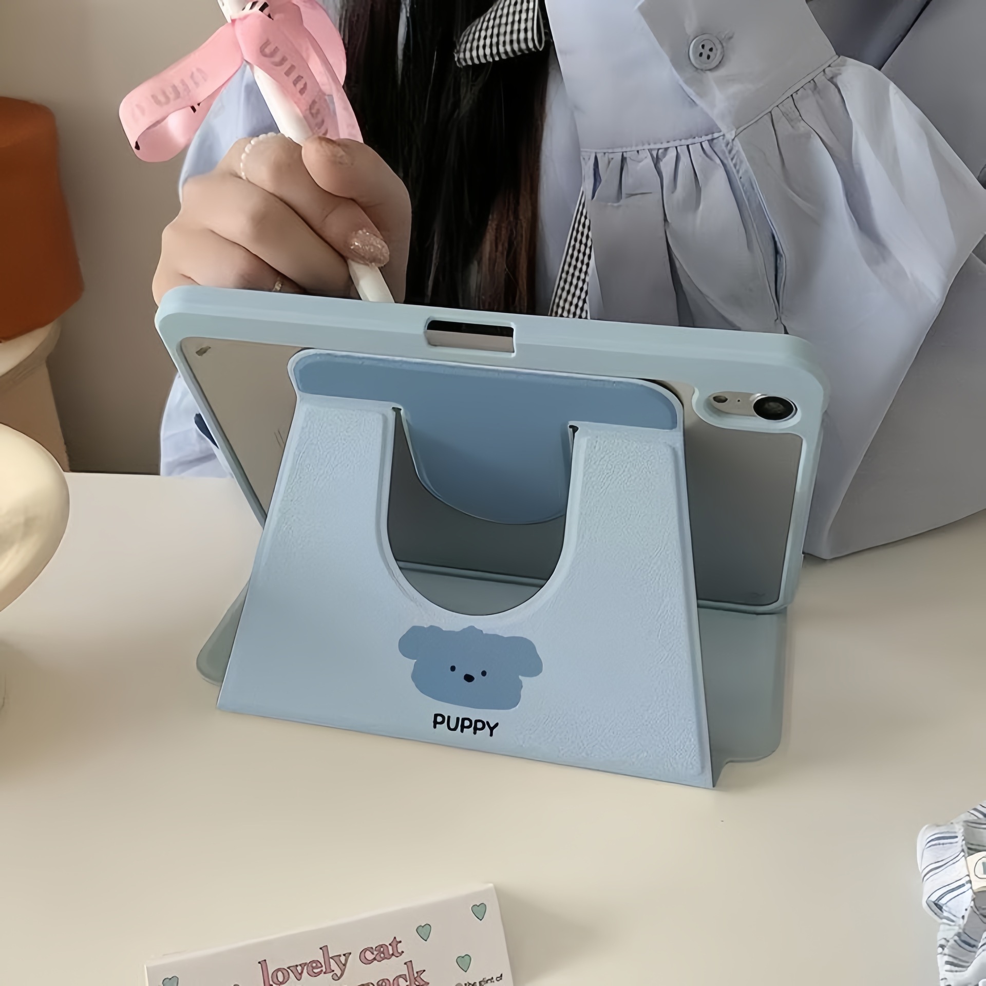 강아지 캐릭터 회전 아이패드 케이스 iPadair4/5/6/7 iPadPro/11A16/10 - 상세 이미지 4