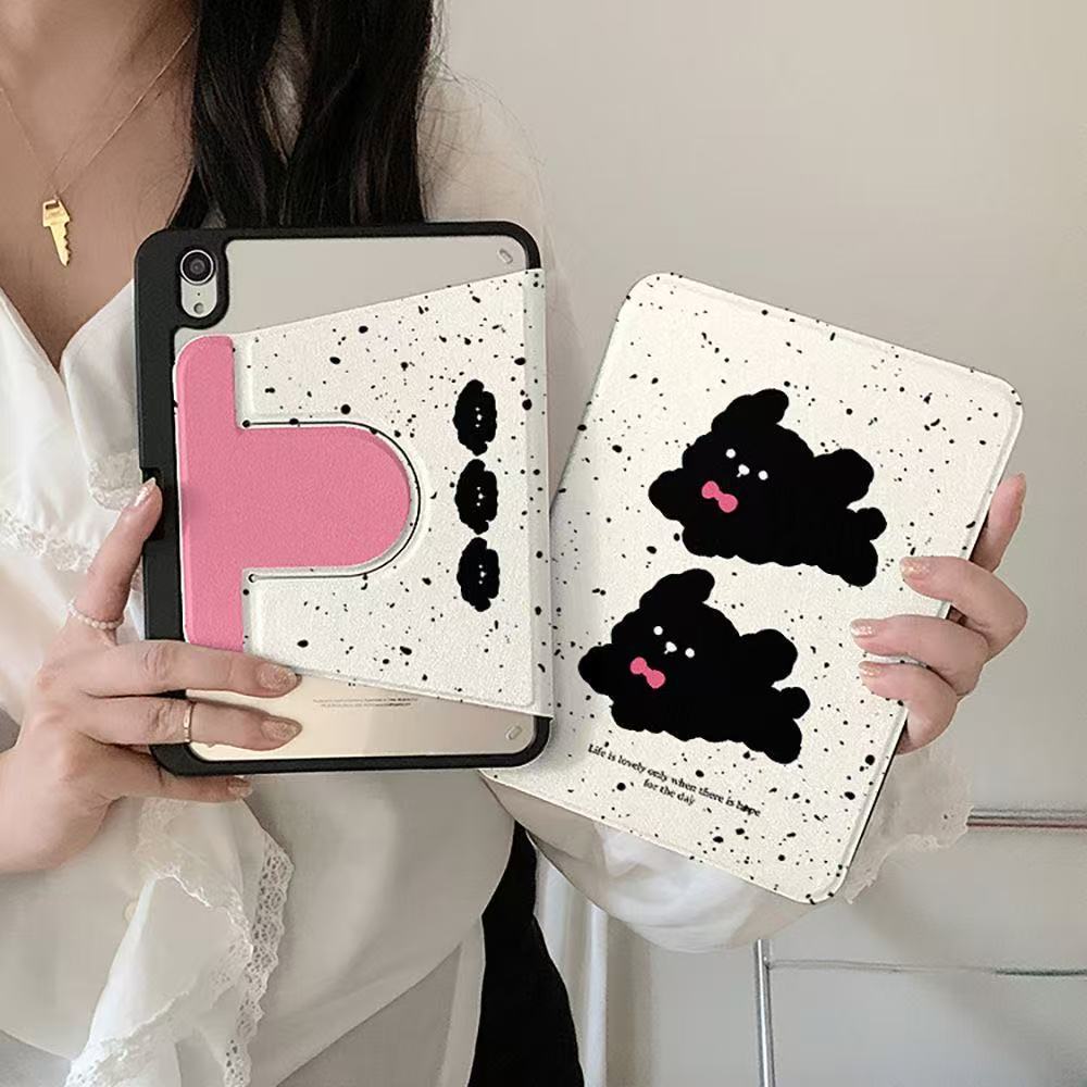 블랙독 캐릭터 회전 아이패드 케이스 iPadair4/5/6/7 iPadPro/11A16/10 - 메인 이미지