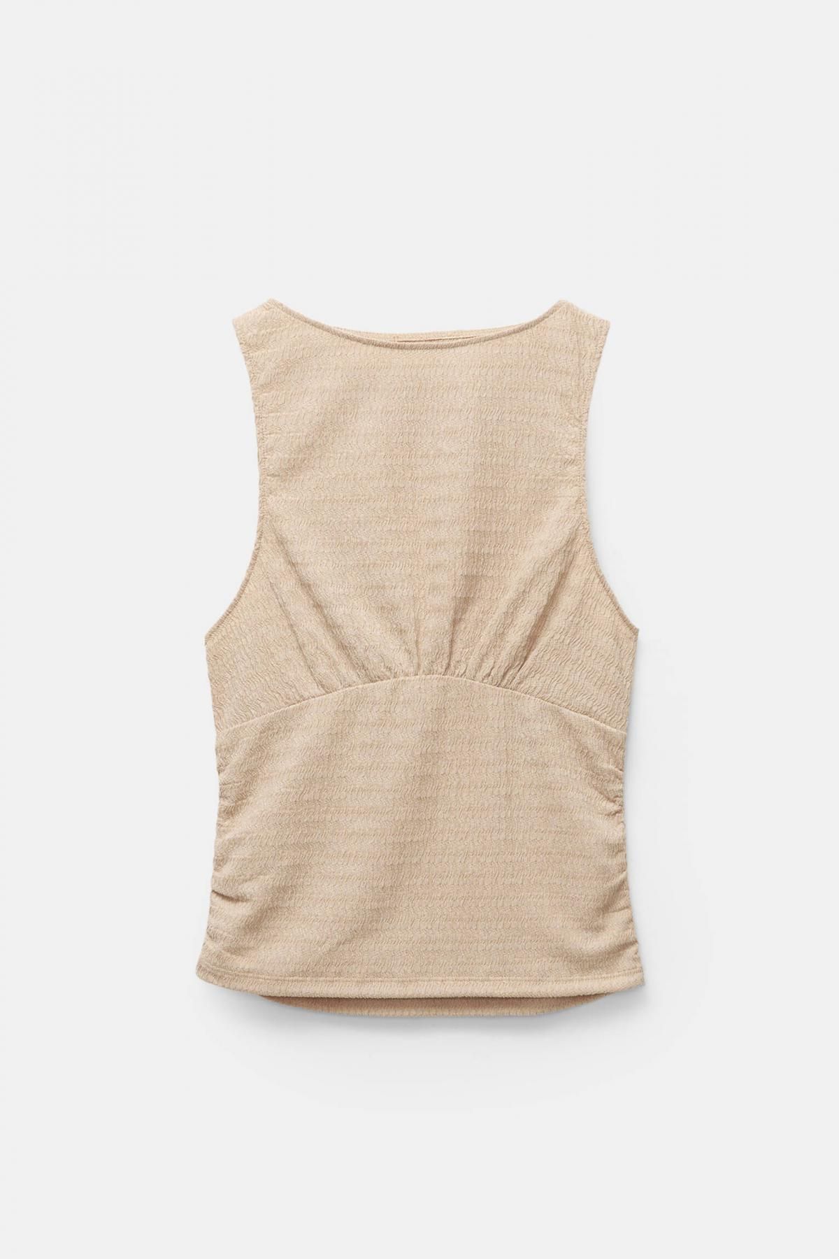 풀앤베어 크레이프 민소매 셔링 탑 7151/326 OCHRE - 상품 이미지