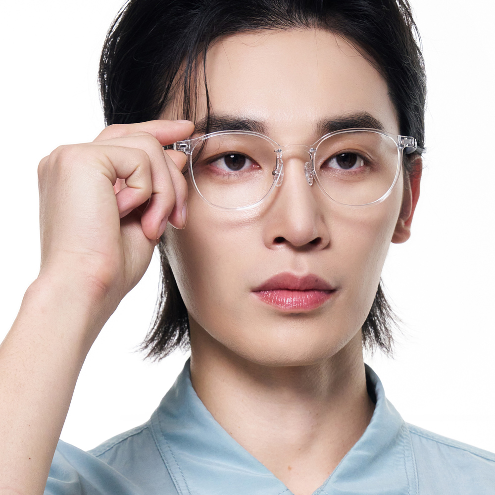 블루라이트차단 국산 나사없는 뿔테 빅사이즈 라운드 투명 안경테