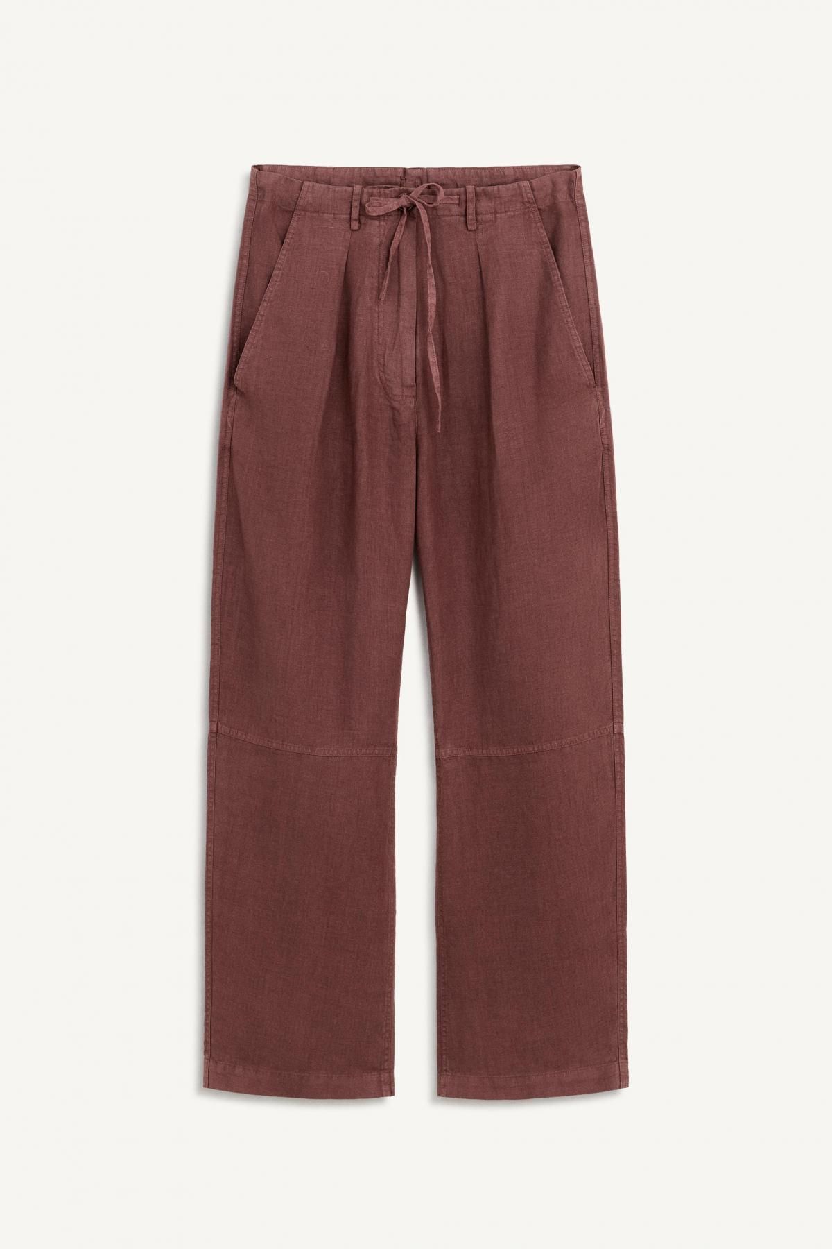 자라 린넨 와이드핏 드로스트링 팬츠 4344/901 DARK RUSSET - 메인 이미지