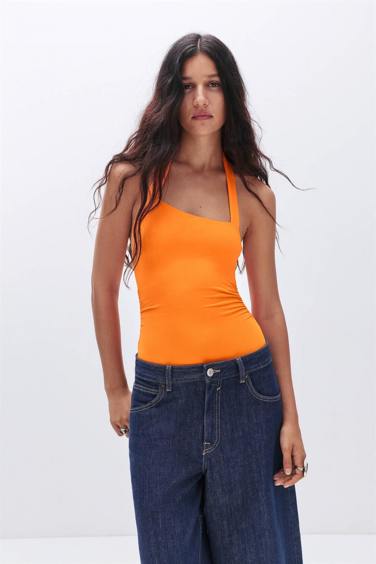 풀앤베어 비대칭 폴리아미드 바디수트 7150/385 ORANGE - 상세 이미지 3