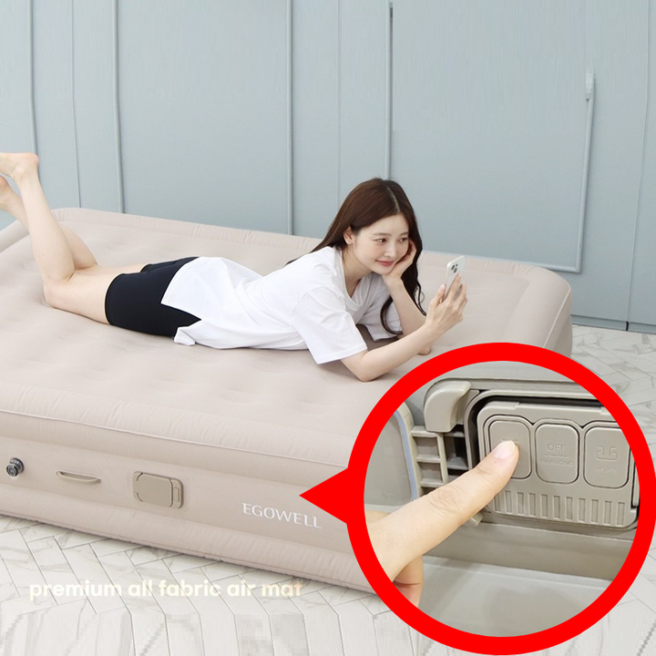 유니언 에어침대 캠핑 에어매트 내장형 원터치 자동펌프 프리미엄 더블(40cm), 40cm, 골드베이지