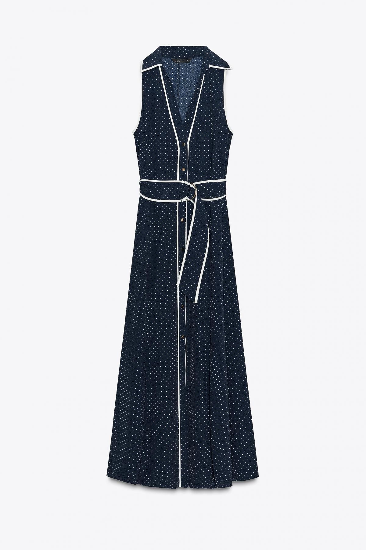 자라 폴카 도트 롱 원피스 8349/750 BLUE/WHITE