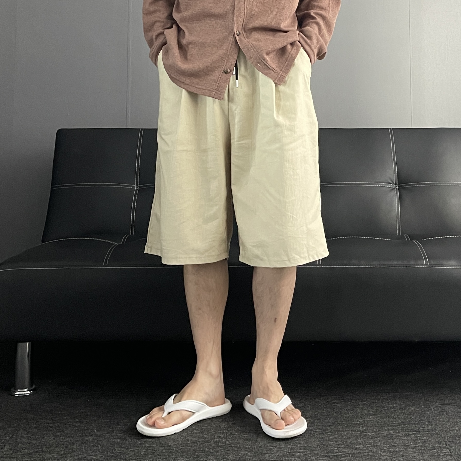 남자버뮤다팬츠 흰반바지 남자와이드반바지 이미지 8