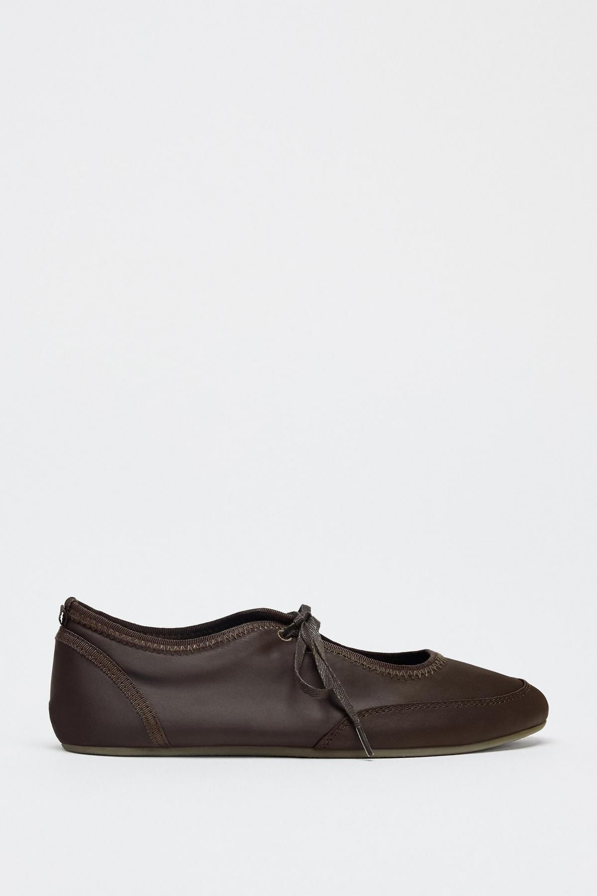 자라 스포츠 발레리나 레이스업 플랫슈즈 5205/610 BROWN - 메인 이미지