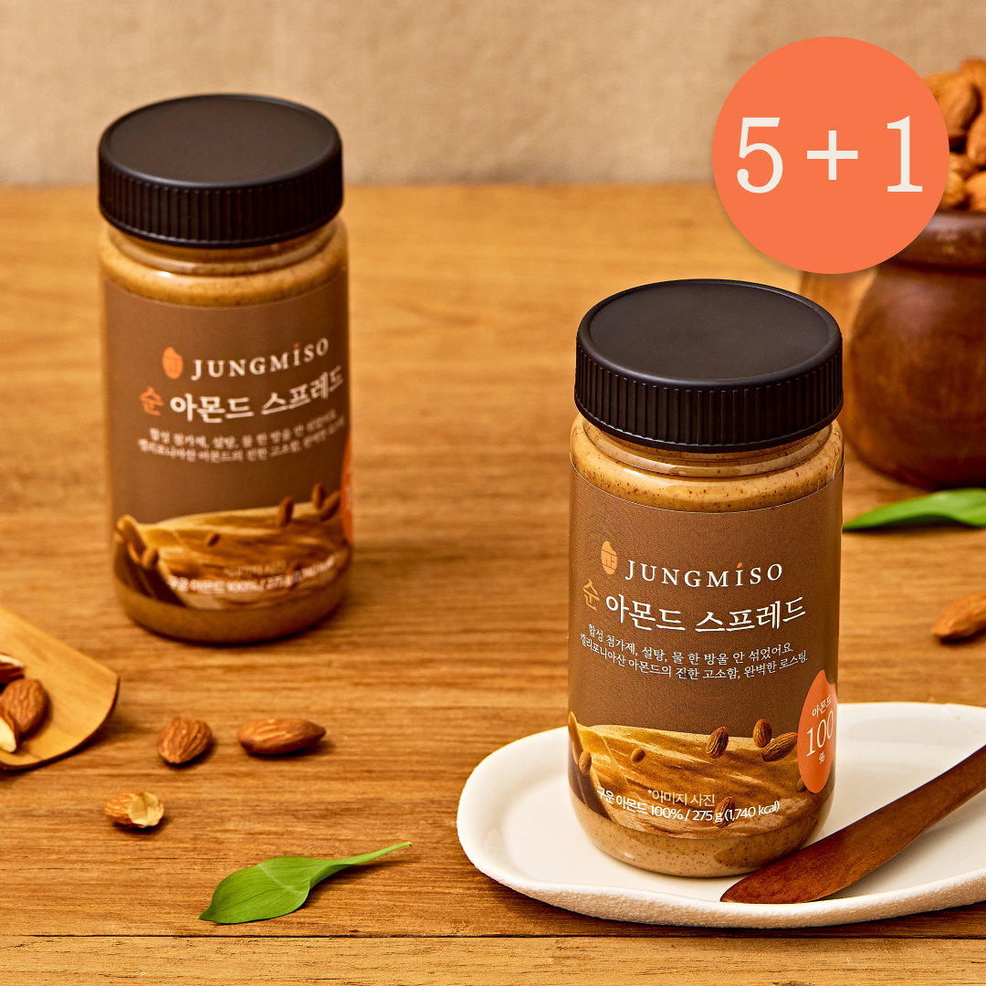 [5+1] 정미소 100% 순 아몬드버터 대용량 스프레드 275g, 6병 - 상품 이미지