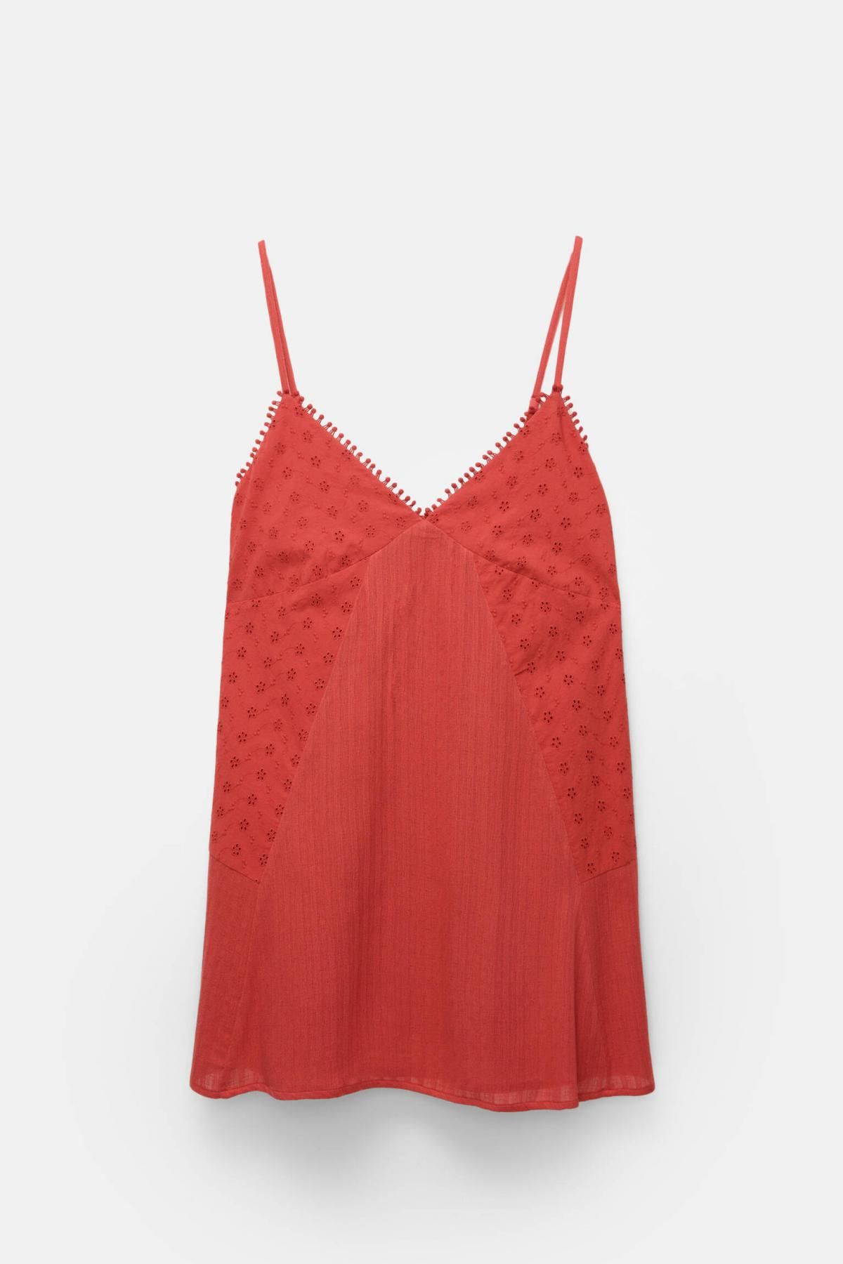 풀앤베어 패치워크 레드 스트랩 미니 원피스 7394/308 BRIGHT RED - 상품 이미지