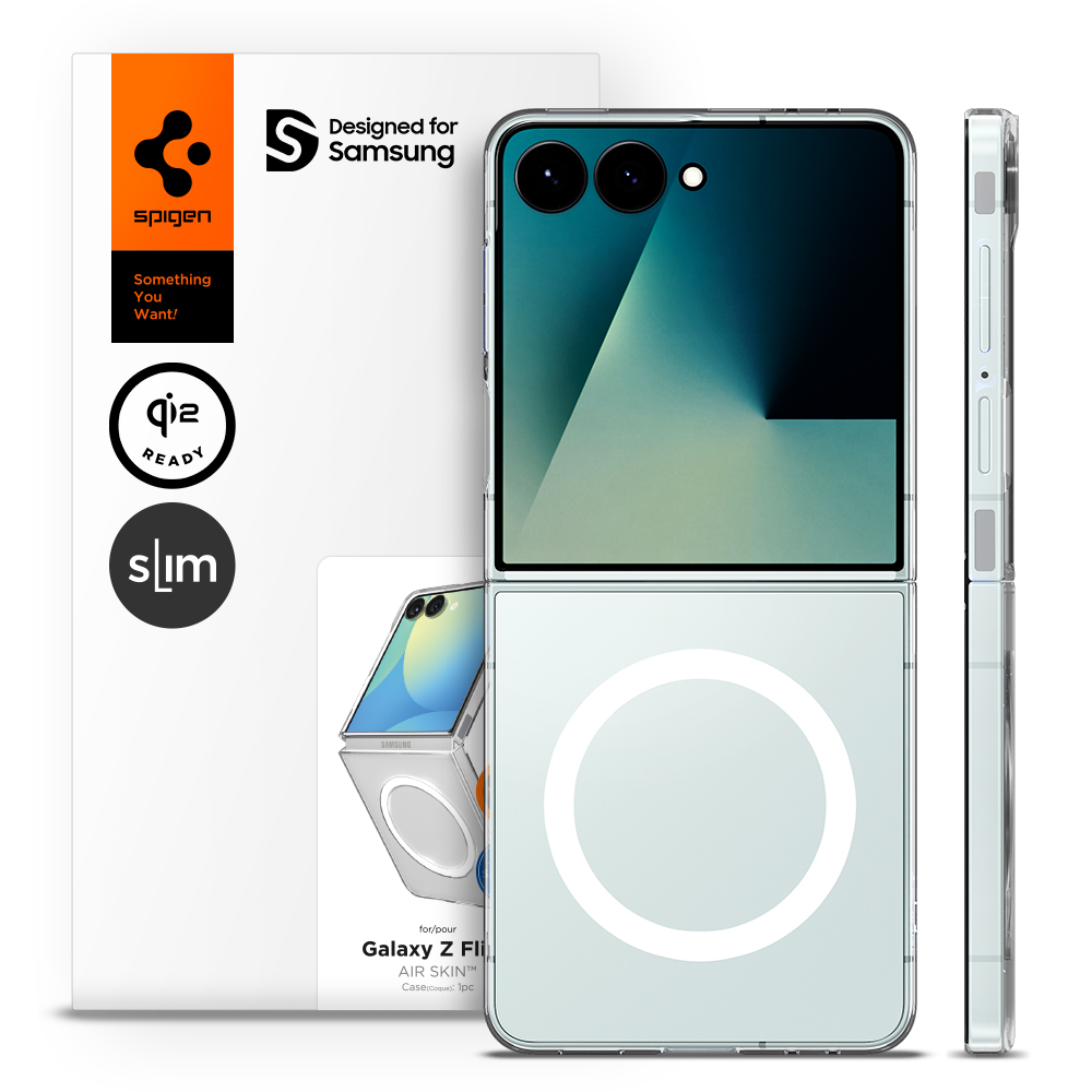 Qi2 충전 케이스 갤럭시 맥세이프 케이스 초슬림 에어스킨 맥핏 클리어화이트, 갤럭시Z 플립7