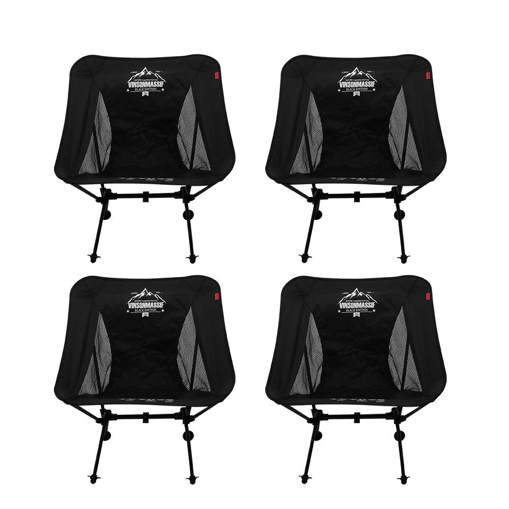 빈슨메시프 듀랄루민 백패킹체어 휴대용 등산 낚시 캠핑의자 경량 메쉬 블랙, 4개