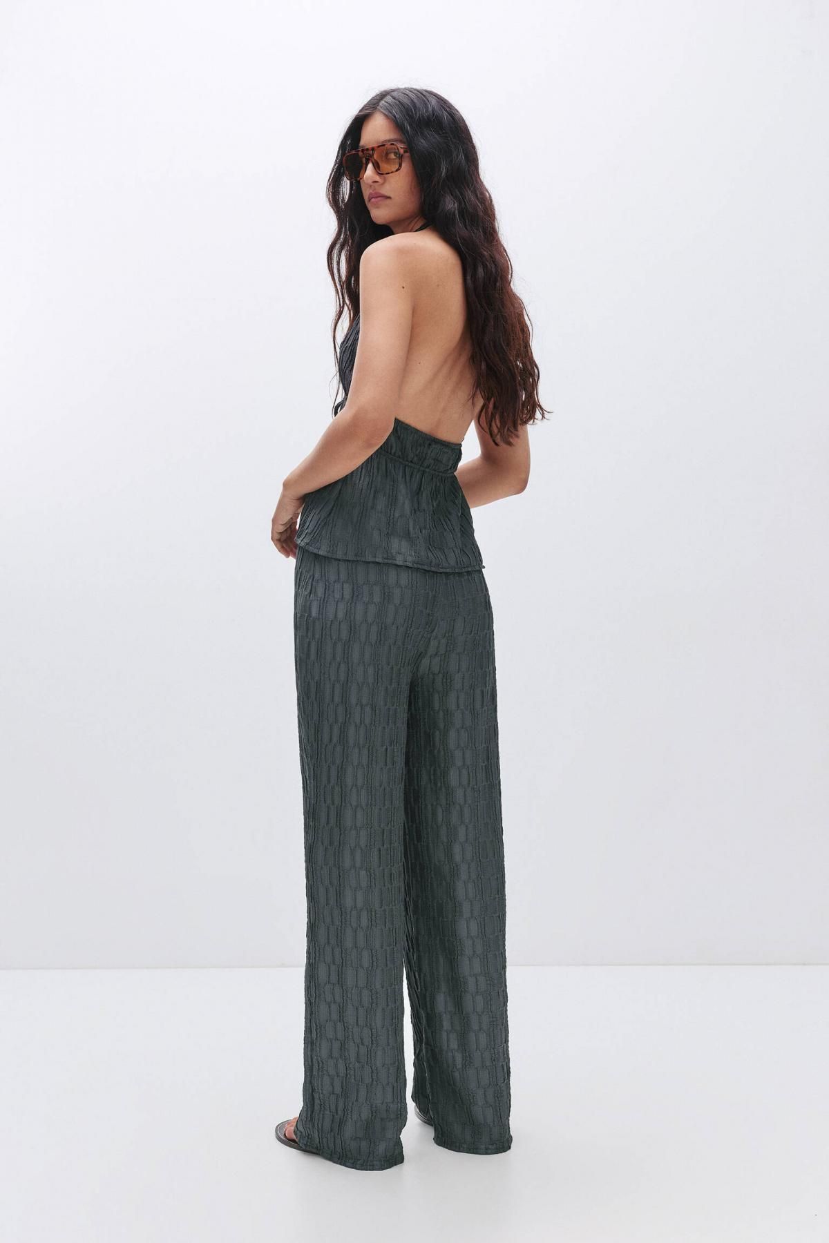 풀앤베어 텍스처 레이스업 홀터넥 민소매 탑 7150/382 GREYISH - 상세 이미지 3