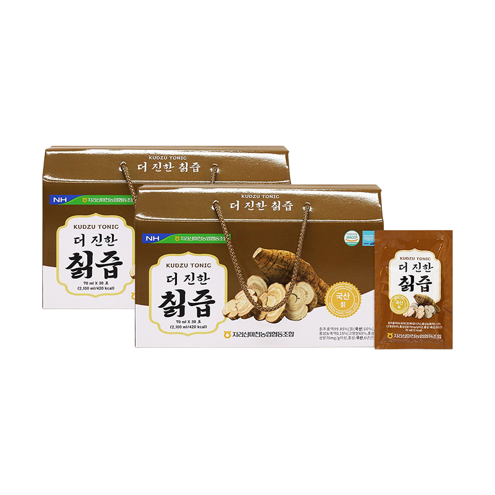 지리산마천농협 더진한 칡즙 70ml 30포x2박스 100%국내산칡 6년근홍삼 해썹시설 - 상품 이미지