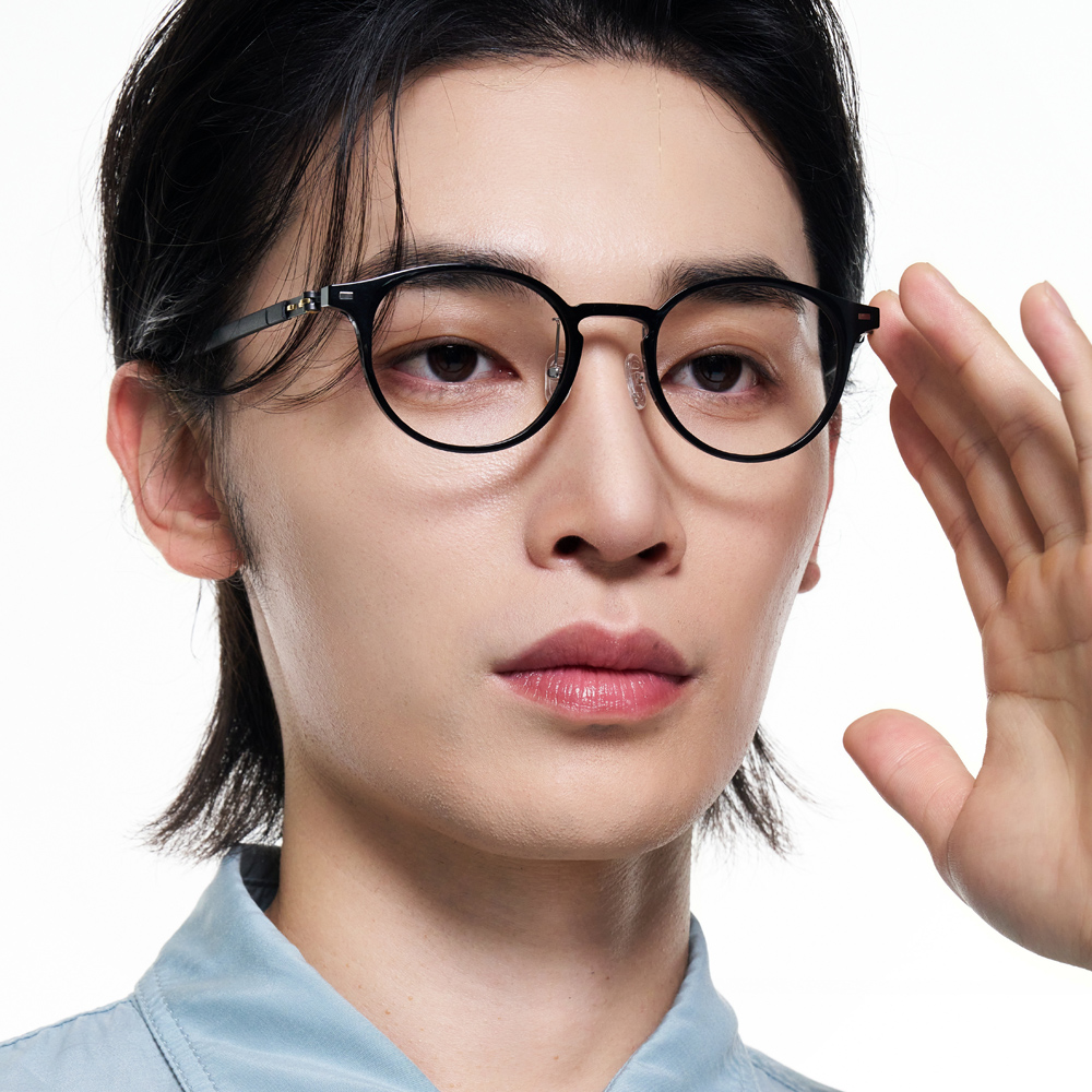 블루스크린차단 초경량 국산 나사없는 동그란 뿔테 안경 투명 고도근시 - 상세 이미지 5