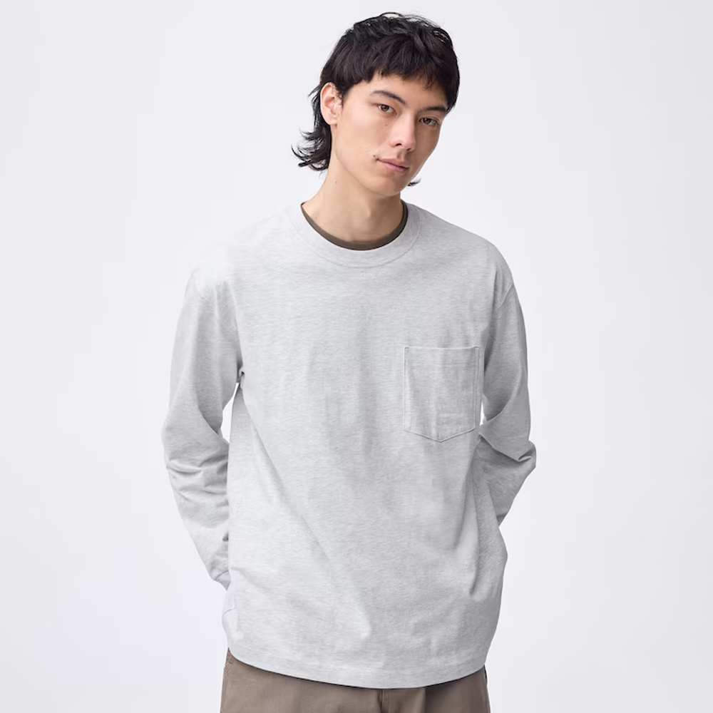 지유 긴팔티 헤비 웨이트 크루 넥 T 티셔츠 358707,357539 - 상세 이미지 4