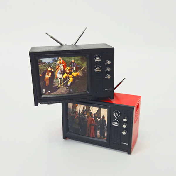레트로 안테나 브라운관 TV 미니어처 2컬러 카페 홈인테리어 납골당꾸미기 옛날테레비 - 상세 이미지 4