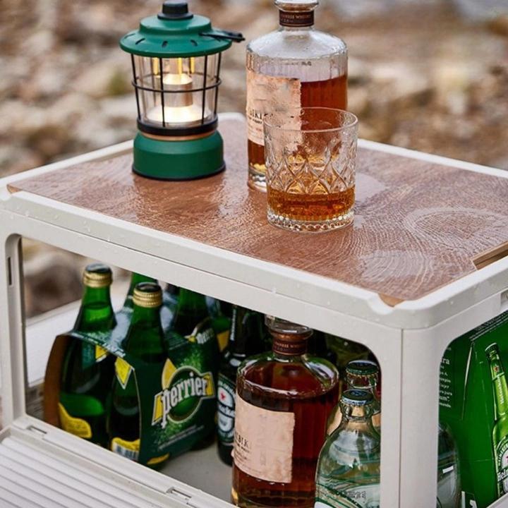 우드 상판 폴딩 박스 캠핑 카고 박스 54L