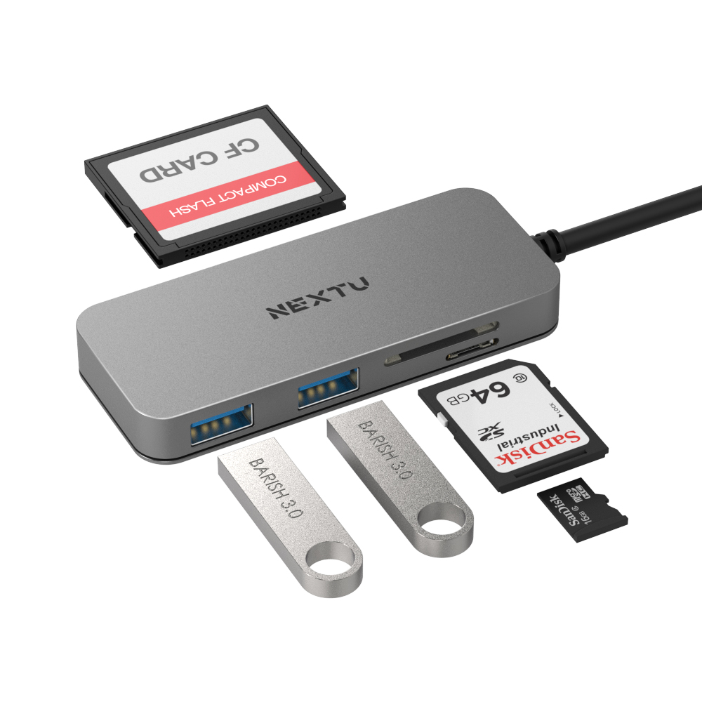 넥스트유 5포트 USB 멀티 포트 허브 카드리더기 USB3.0 C타입 5Gbps 9713TCU3
