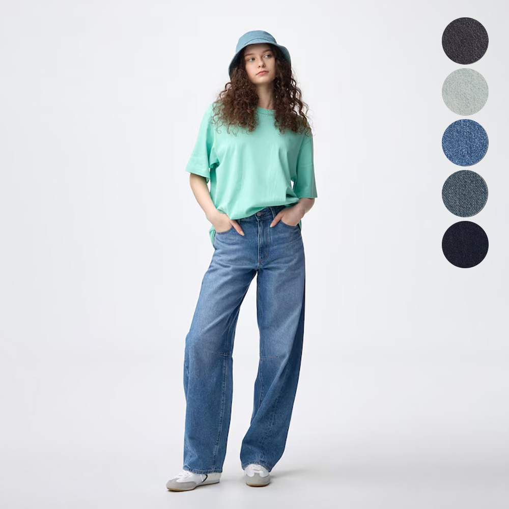 지유 바지 배럴 다리 청바지 A + EC 81.0cm 데님팬츠 357502 - 상품 이미지