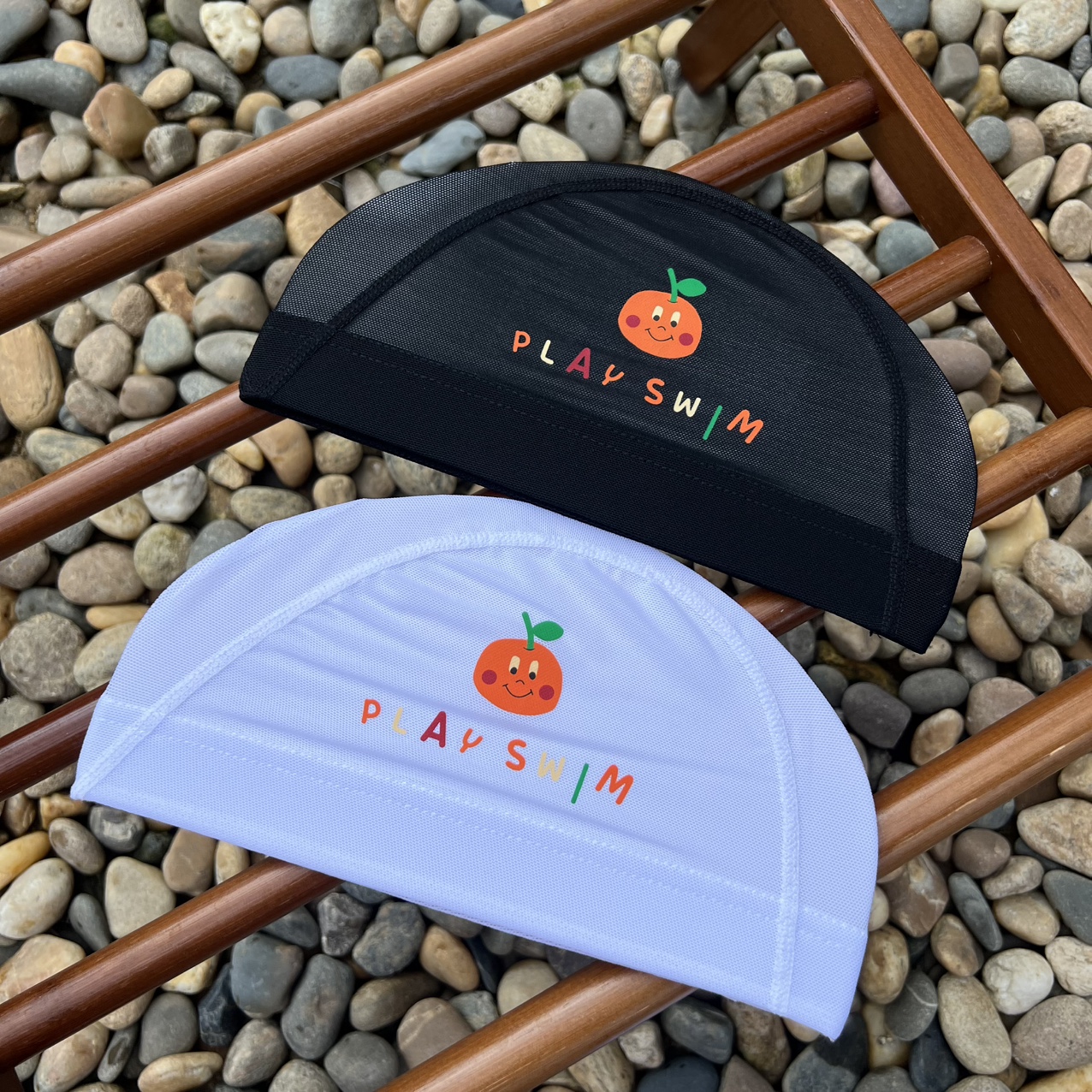 바이미소 시원한 오렌지 메쉬 수모 성인 어린이 수영모자