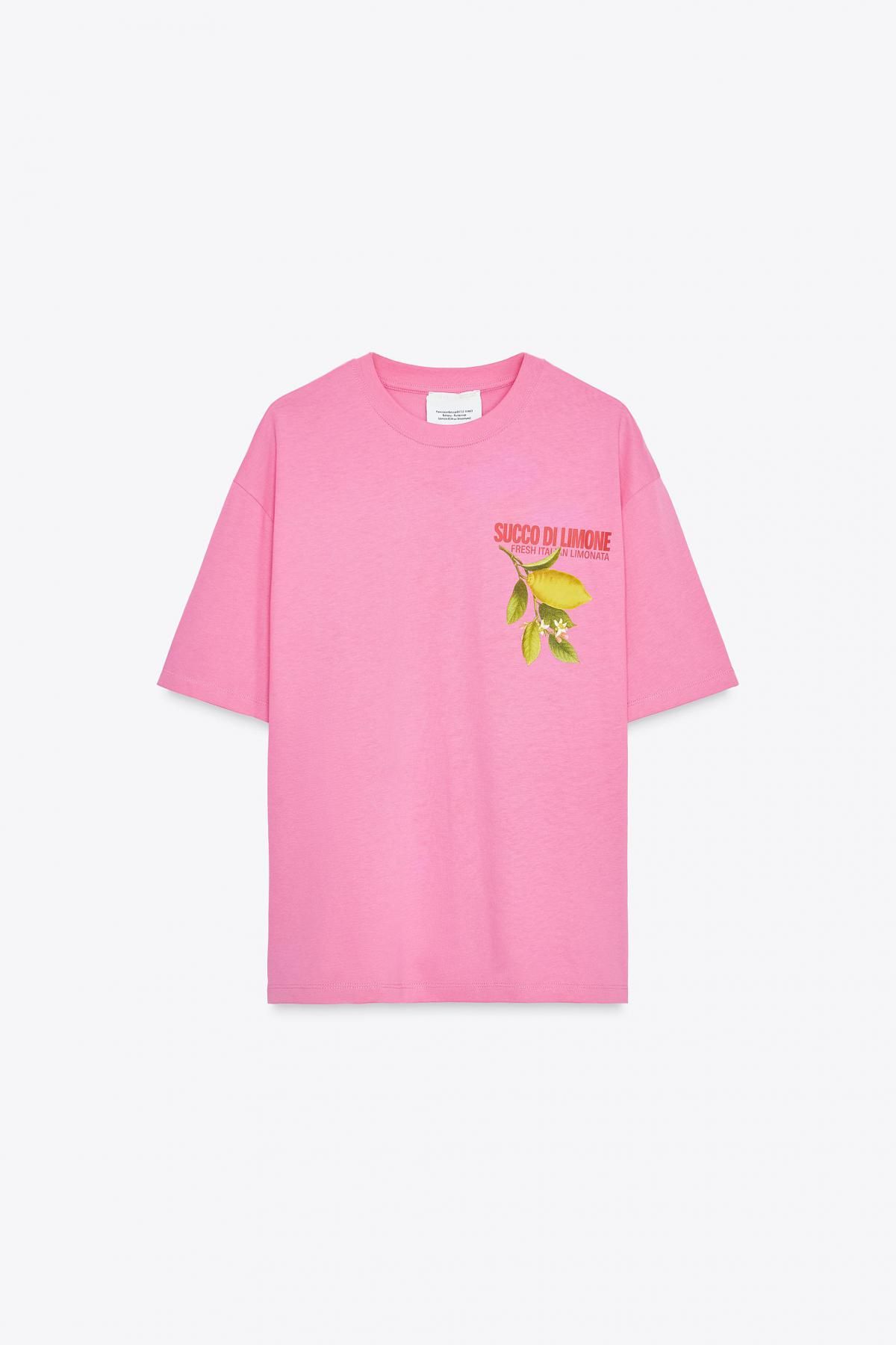 자라 오버사이즈 레몬 프린트 반팔 티셔츠 0085/819 FUCHSIA - 메인 이미지