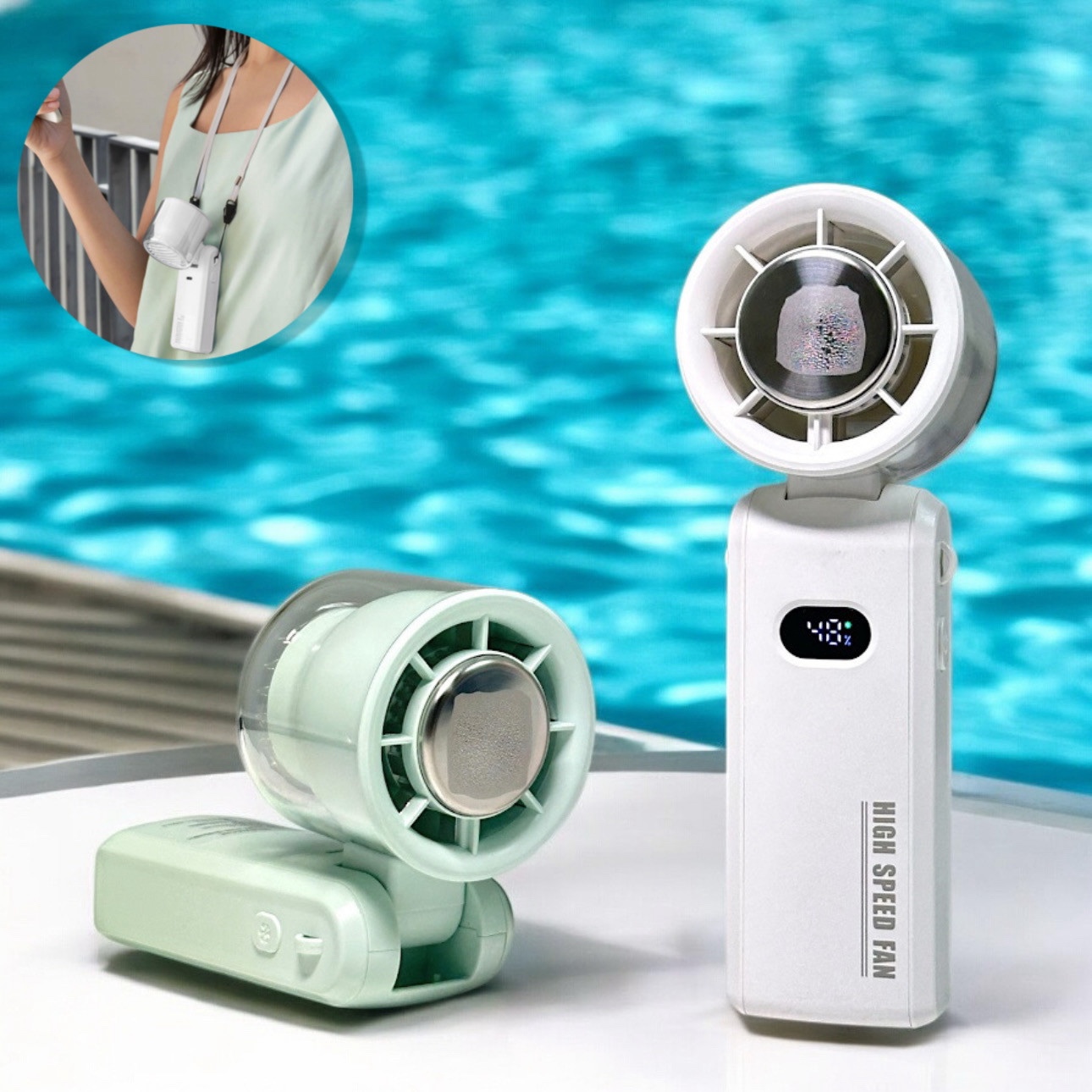 에디토 휴대용 냉각선풍기 넥 핸드 쿨링 손 에어컨 선풍기 목 접는 손풍기 100단