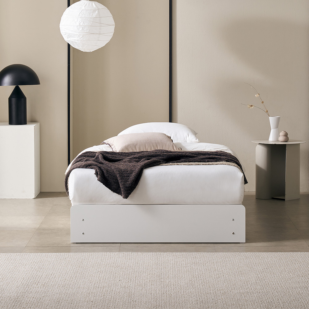 보루네오 모엘 무헤드 평상형 3단서랍형 벙커형 침대프레임 SS(슈퍼싱글), 화이트아이보리