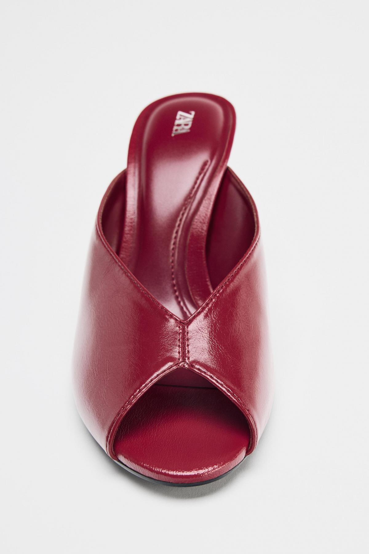 자라 트렌디 오픈토 스틸레토 힐 샌들 3211/610 BURGUNDY RED - 상세 이미지 3