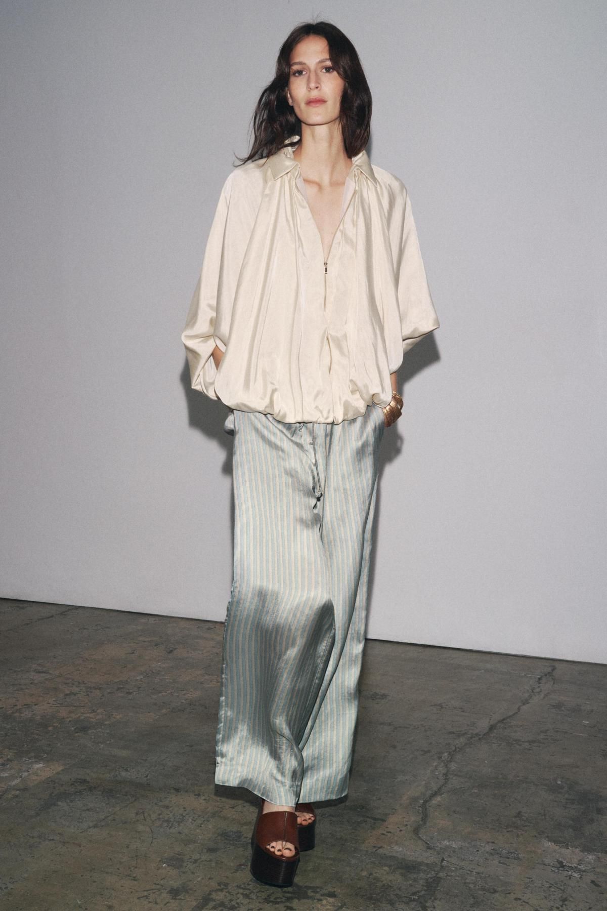 자라 실키 스트라이프 와이드 팬츠 7824/695 STRIPED - 상세 이미지 3