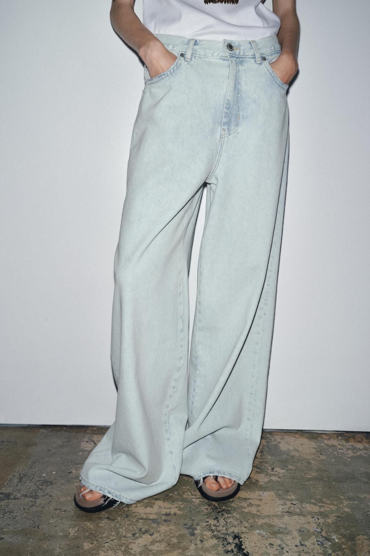 자라 하이웨이스트 와이드핏 데님 팔라조 진 6840/093 LIGHT BLUE - 메인 이미지