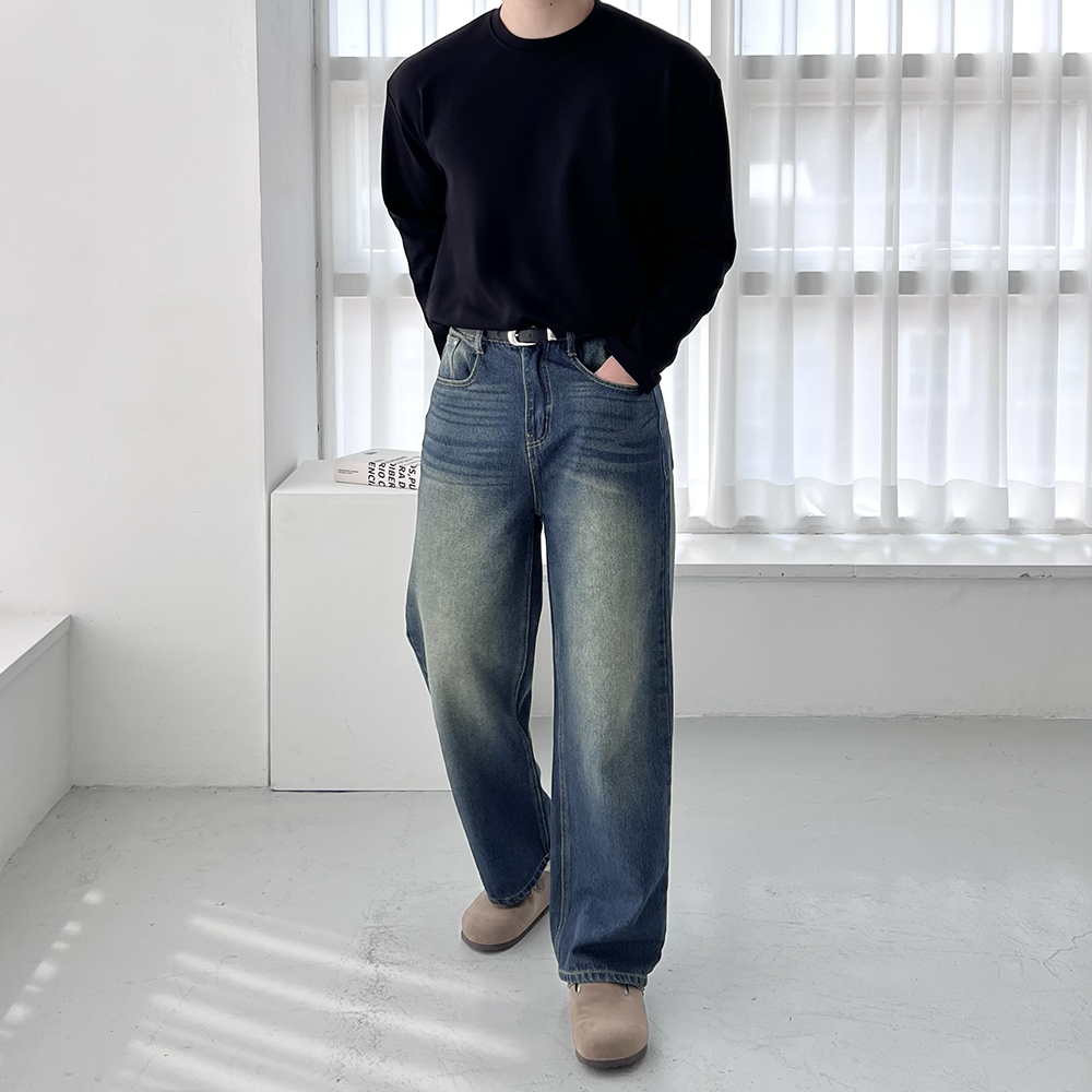 1+1 남자레이어드티 무지긴팔티 분또 두꺼운티셔츠 이미지 8