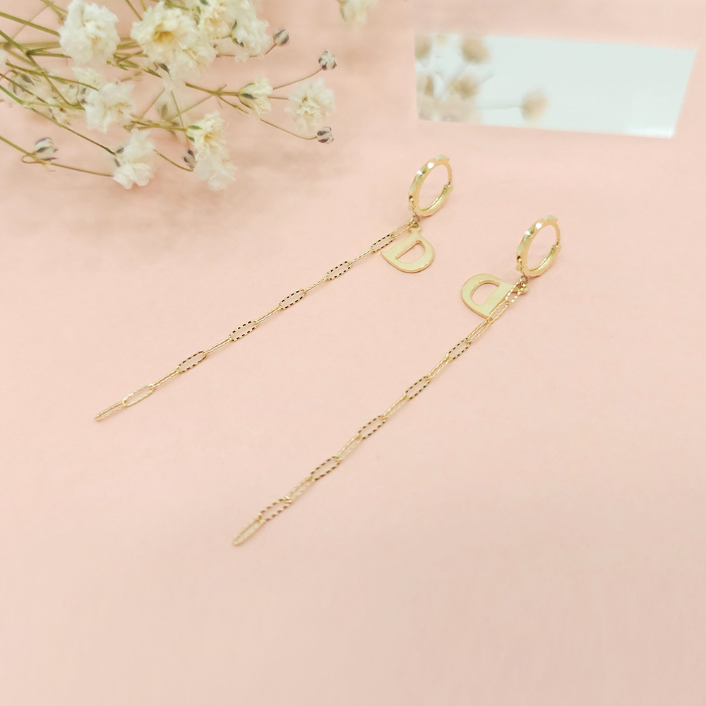 14케이귀걸이 뒷침 링크귀걸이 cd귀걸이 스퀘어 체인 5cm 이미지 7