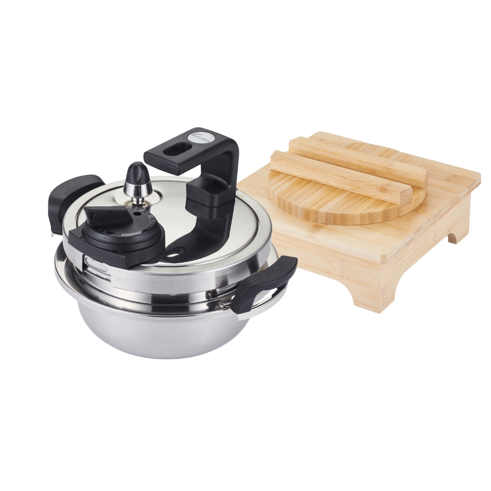 [N배송] 클래딘 IH 통3중 이연복 스텐 5중안전 압력솥 2종, 압력솥2.2L+대나무받침대, 1세트