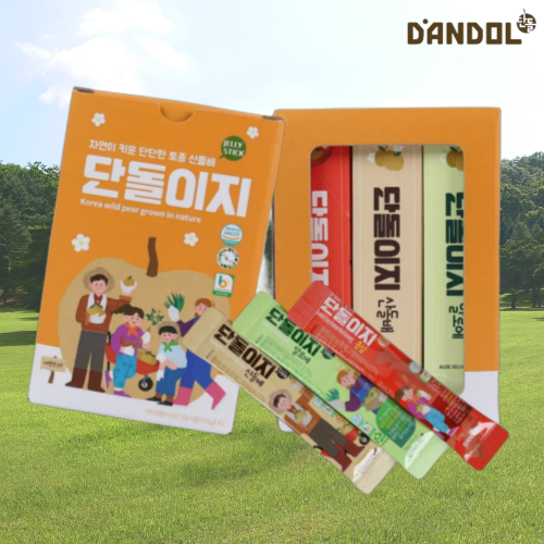 온 가족이 함께 단돌이지 젤리스틱 3종 선물세트, 산돌배 + 알로에 + 홍삼 (각 1박스씩 총 3박스) - 상품 이미지