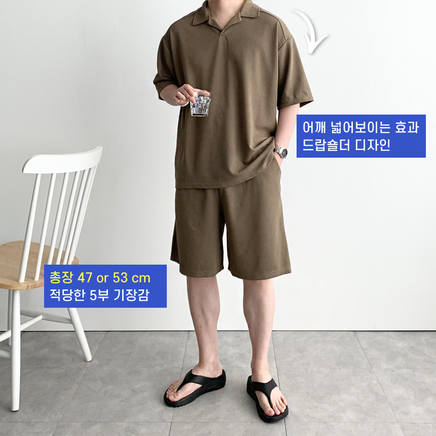 남자트레이닝복세트 남자트레이닝세트 트레이닝바지 여름 빅 사이즈 카라넥 반팔 반바지 셋업 - 상세 이미지 5