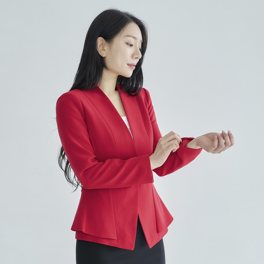 여성마이 아나운서자켓 면접 노카라정장 벨트자켓 [벨트날개] - 상세 이미지 5