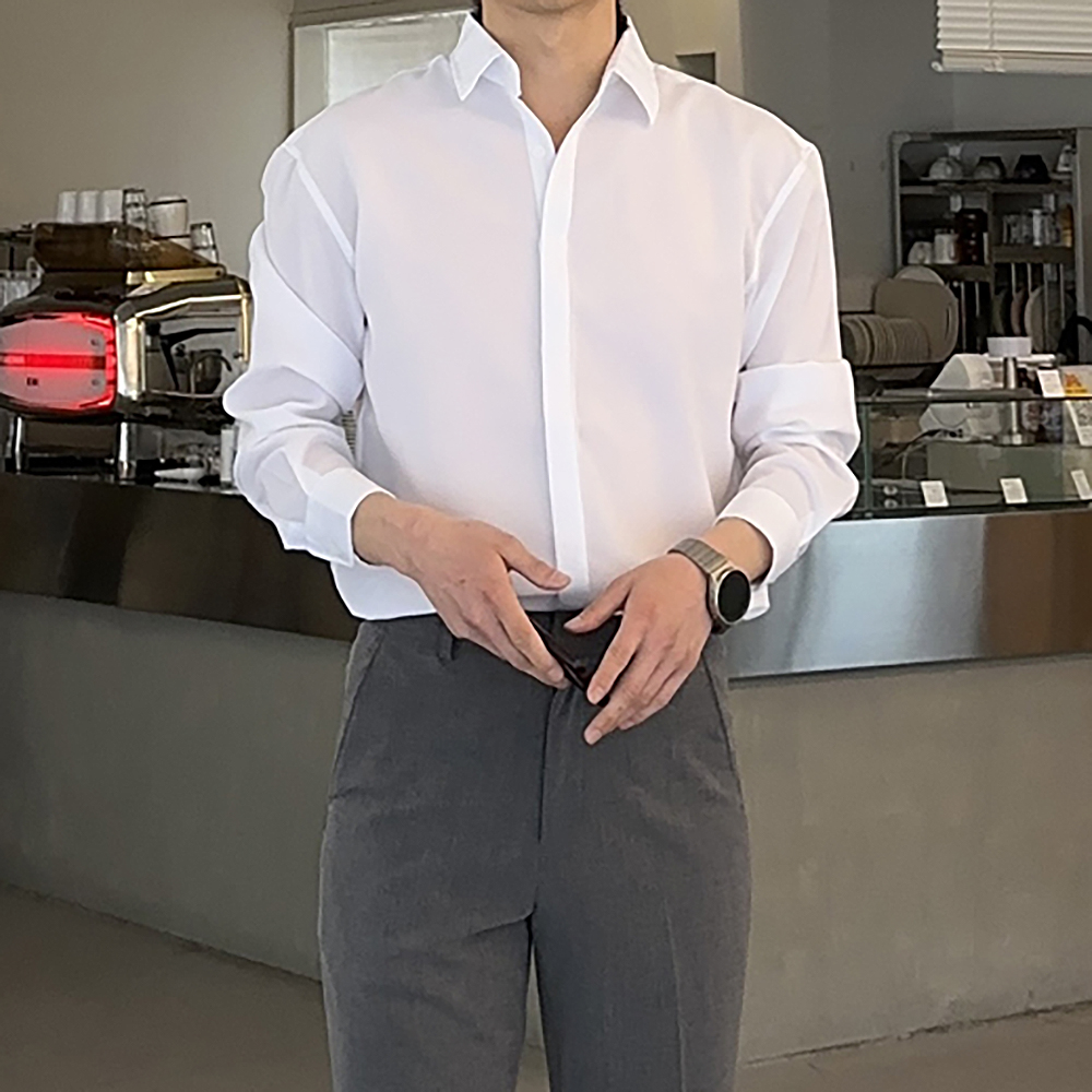 남자셔츠 구김없는 링클프리 실크 오버핏 남방 남자와이셔츠 - 상세 이미지 3