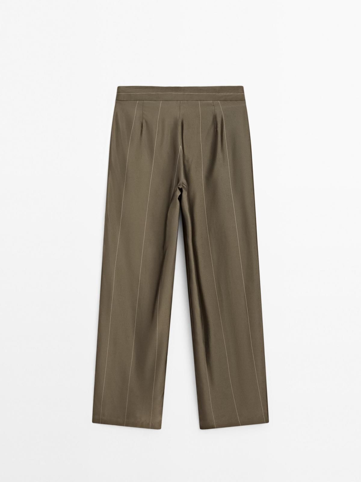마시모두띠 스트라이프 와이드 플루이드 팬츠 5030/861 KHAKI - 상세 이미지 5