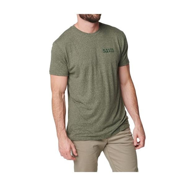 5.11 택티컬 트리블렌드 레거시 반팔 티셔츠(밀리터리 그린랙 헤더) - Triblend Legacy S/S TOP(Military Green Heather) - 상세 이미지 2