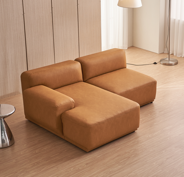 케이하우스홀드 켄지 2인 오픈 카우치형 실리콘가죽 비건레더 가죽소파 국내제작