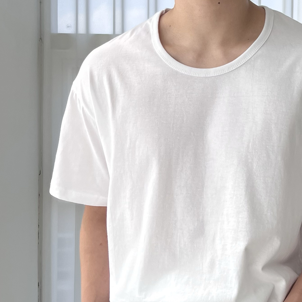 1+1 남자유넥반팔티 흰색면티 20수 남자레이어드 - 상세 이미지 2