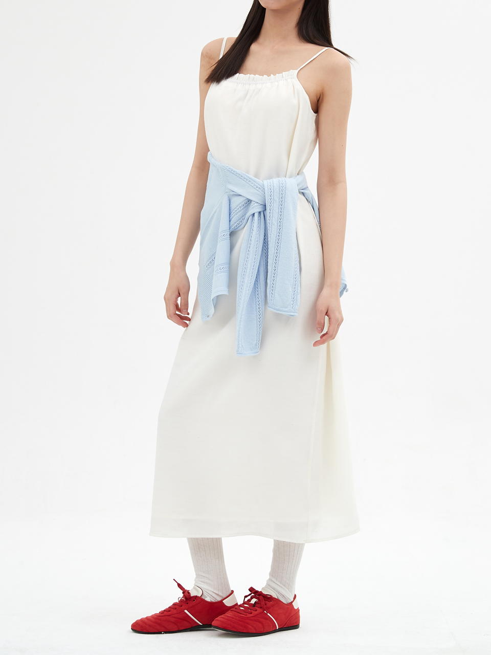 [엘씨브이] SHIRRING SLEEVELESS DRESS_IVORY