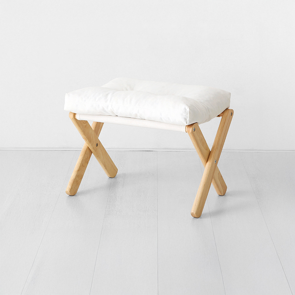 스누그 접이식스툴 고무나무 내추럴 아이보리 2709.3036