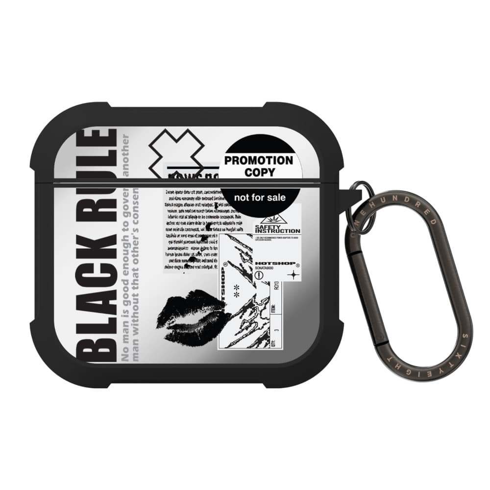 에어팟 4세대 미러 케이스 카라비너 세트 범퍼 Kit 블랙 룰