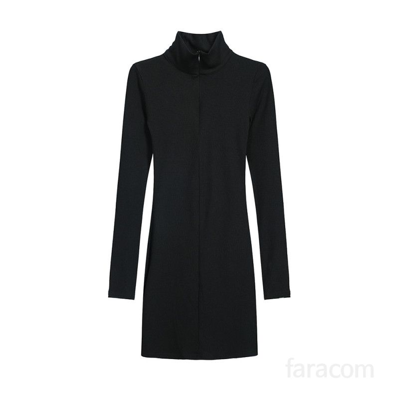 여성 하프집업 반목 X라인 바디콘 미니 원피스 슬림핏 긴팔 모달 스판 하이웨스트 하객룩 오피스룩 봄 가을 8234 - 상세 이미지 5