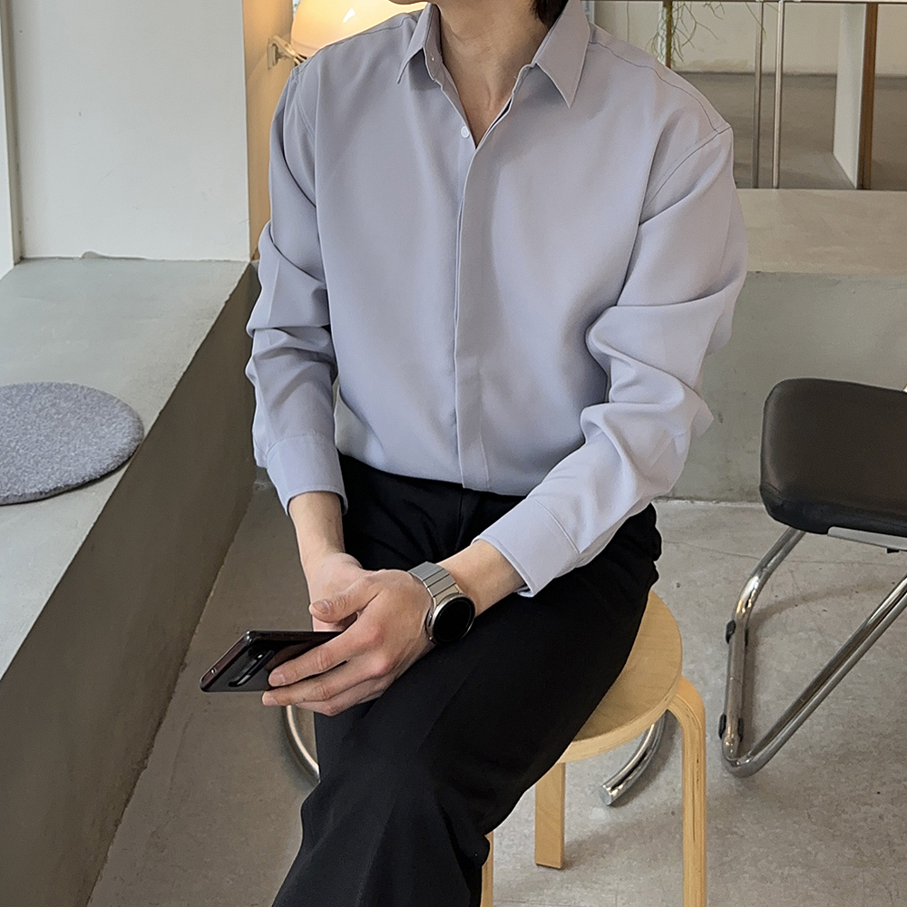 남자셔츠 구김없는 링클프리 실크 오버핏 남방 남자와이셔츠 이미지 6