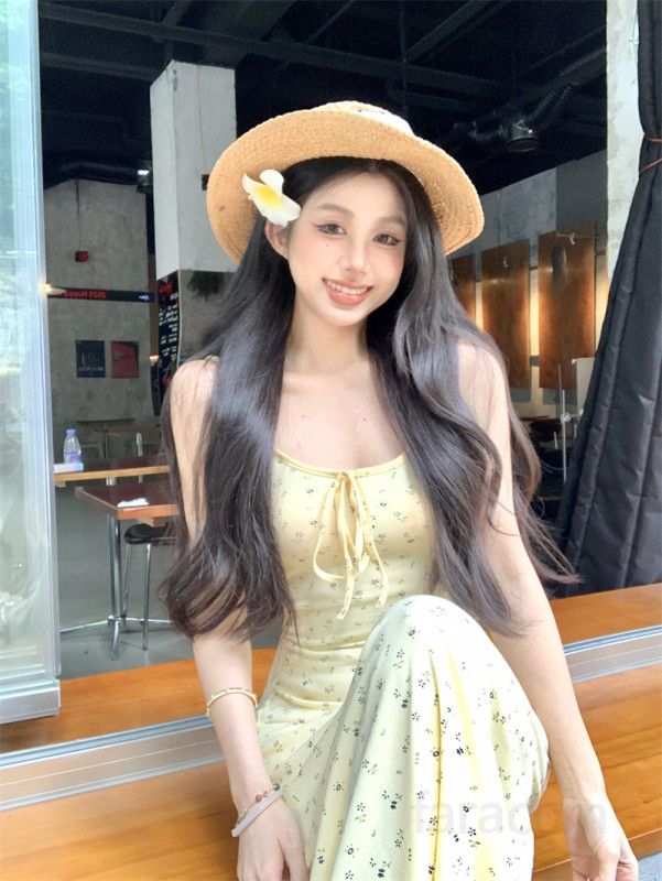 여성 라이셀 시스루 긴팔 가디건 플라워 패턴 나시 롱 원피스 투피스 세트 바캉스룩 데이트룩 봄 여름 13207 - 상세 이미지 3