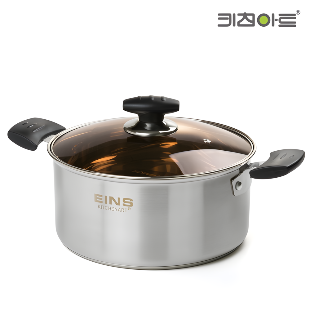 키친아트 스테인레스 유리뚜껑 냄비 26cm, 곰솥 - 메인 이미지