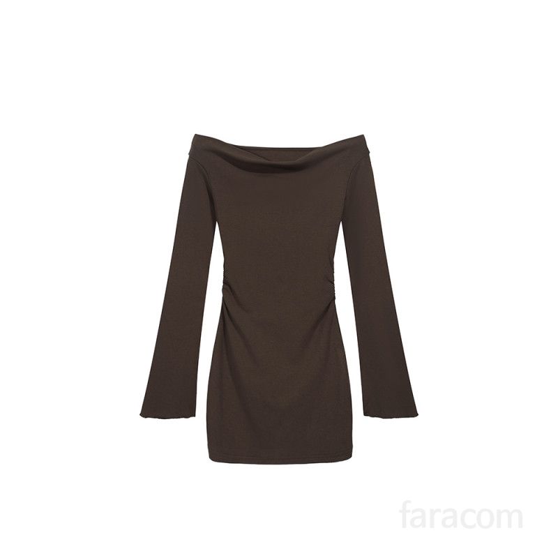 여성 오프숄더 긴팔 미니원피스 몸매보정 바디콘 슬림핏 글램핏 페미닌 데이트룩 하객룩 오피스룩 봄 가을 8592 - 상세 이미지 5