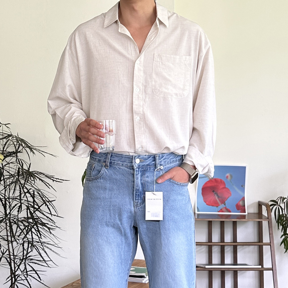 남자 린넨셔츠 오버핏 흰색 여름 남방 난방 남자셔츠