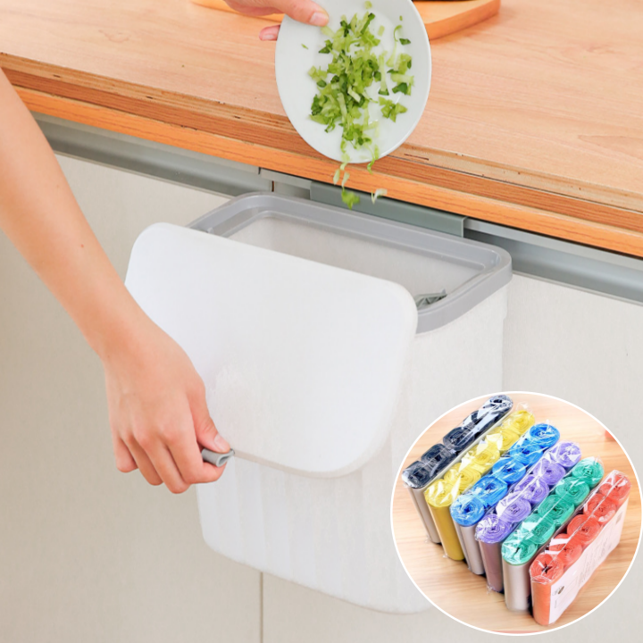 [비닐 100매 증정] 한평한뼘 걸이형 쓰레기통 주방 음식물 싱크대 휴지통